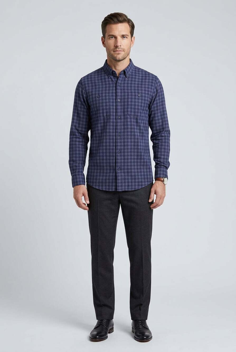 Patagonia Mens Organic Cotton Blue Plaid Long Sleeve Button Down Shirt
